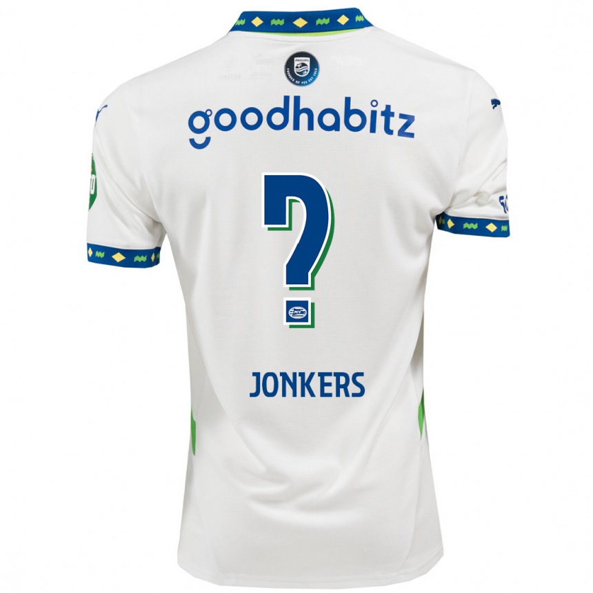 Hombre Fútbol Camiseta Brent Jonkers #0 Blanco Azul Oscuro Equipación Tercera 2024/25