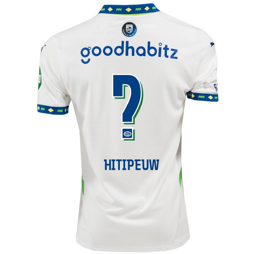 Hombre Fútbol Camiseta Thaliro Hitipeuw #0 Blanco Azul Oscuro Equipación Tercera 2024/25