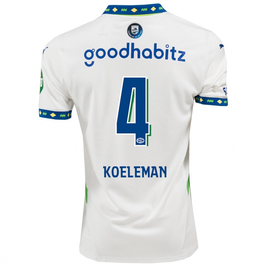 Hombre Fútbol Camiseta Senna Koeleman #4 Blanco Azul Oscuro Equipación Tercera 2024/25