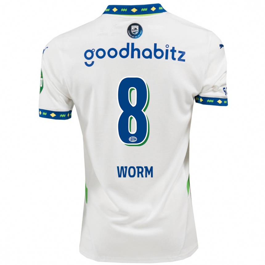 Hombre Fútbol Camiseta Siri Worm #8 Blanco Azul Oscuro Equipación Tercera 2024/25