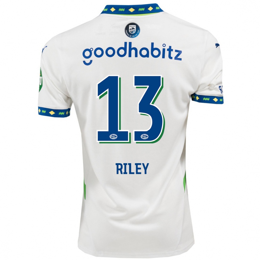 Hombre Fútbol Camiseta Indiah-Paige Riley #13 Blanco Azul Oscuro Equipación Tercera 2024/25