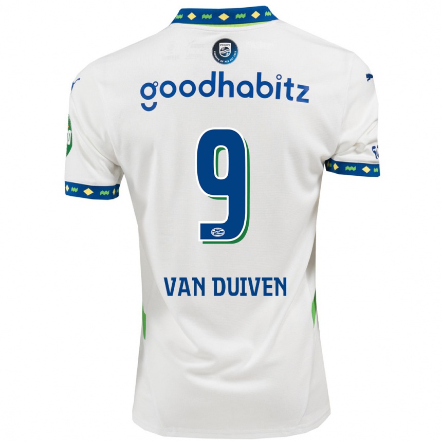 Hombre Fútbol Camiseta Jason Van Duiven #9 Blanco Azul Oscuro Equipación Tercera 2024/25