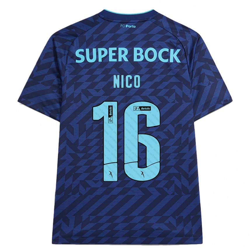 Hombre Fútbol Camiseta Nico González #16 Azul Marino Equipación Tercera 2024/25