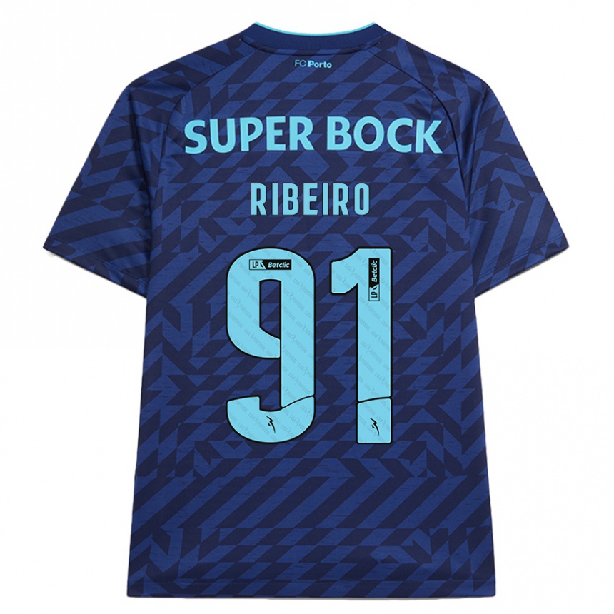 Hombre Fútbol Camiseta Gonçalo Ribeiro #91 Azul Marino Equipación Tercera 2024/25