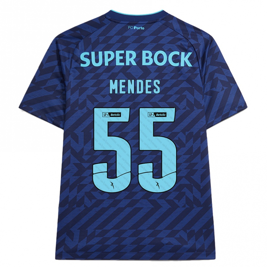 Hombre Fútbol Camiseta João Mendes #55 Azul Marino Equipación Tercera 2024/25