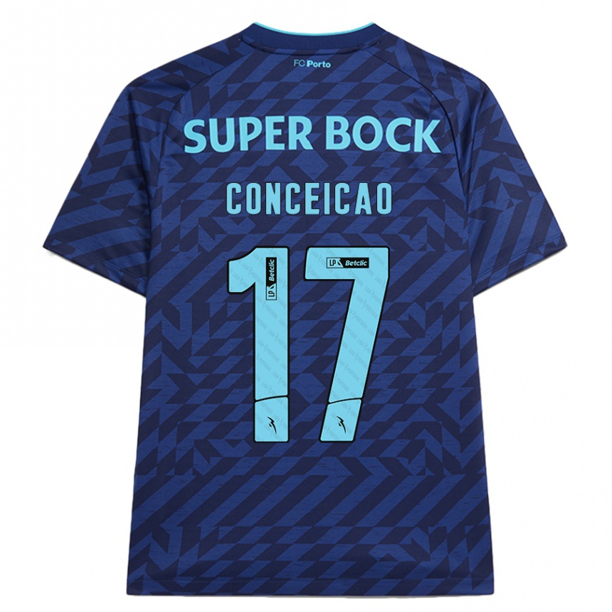 Hombre Fútbol Camiseta Rodrigo Conceicao #17 Azul Marino Equipación Tercera 2024/25