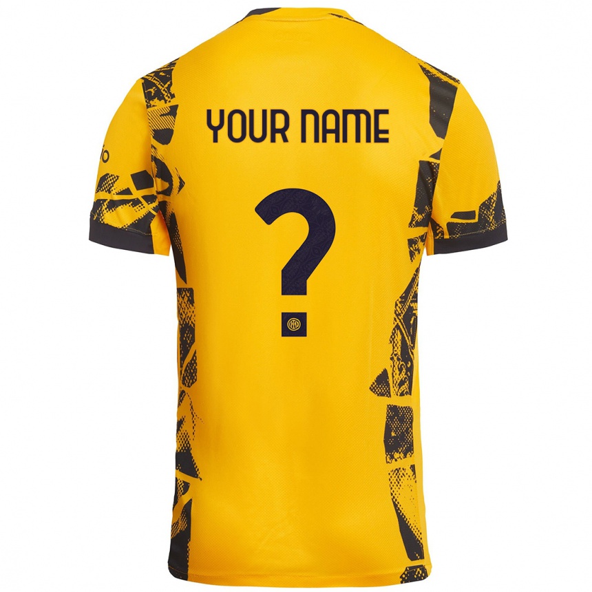 Hombre Fútbol Camiseta Su Nombre #0 Dorado Negro Equipación Tercera 2024/25