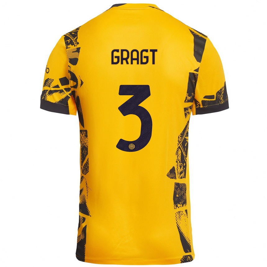 Hombre Fútbol Camiseta Stefanie Van Der Gragt #3 Dorado Negro Equipación Tercera 2024/25