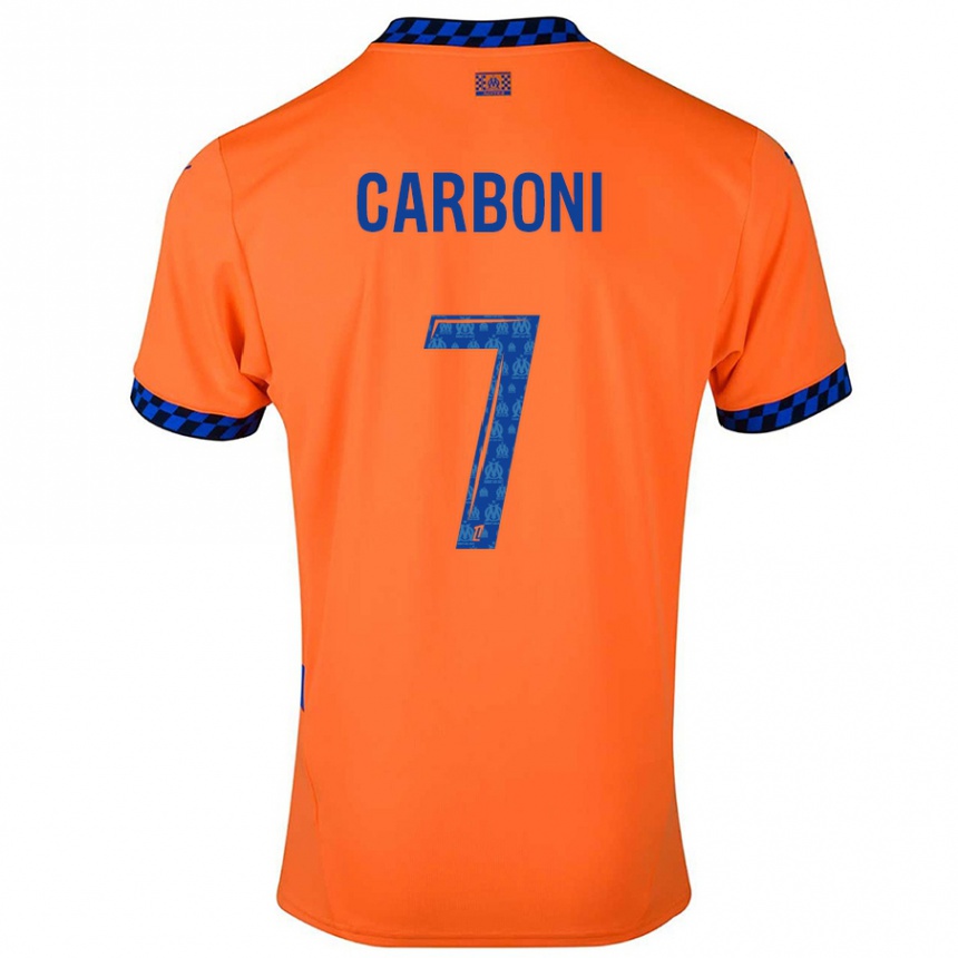 Hombre Fútbol Camiseta Valentín Carboni #7 Naranja Azul Oscuro Equipación Tercera 2024/25