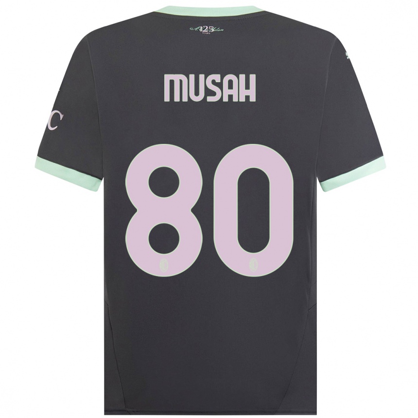 Hombre Fútbol Camiseta Yunus Musah #80 Gris Equipación Tercera 2024/25