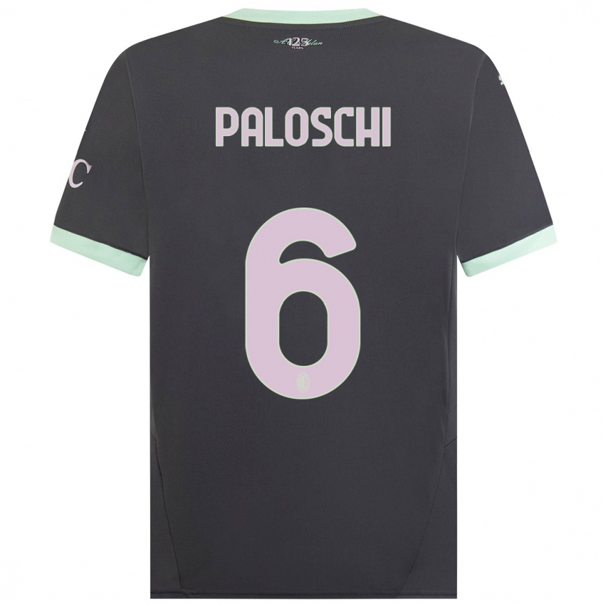 Hombre Fútbol Camiseta Dorian Paloschi #6 Gris Equipación Tercera 2024/25