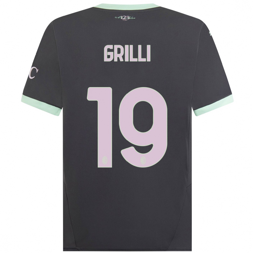 Hombre Fútbol Camiseta Lorenzo Grilli #19 Gris Equipación Tercera 2024/25