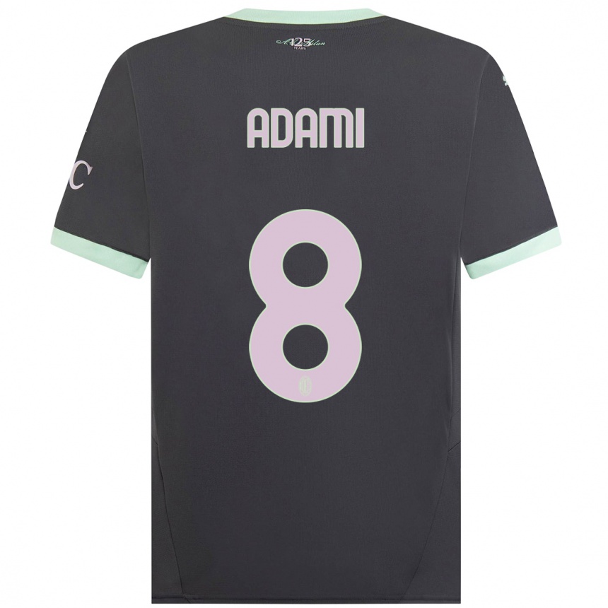 Hombre Fútbol Camiseta Greta Adami #8 Gris Equipación Tercera 2024/25