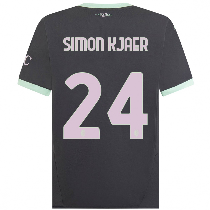 Hombre Fútbol Camiseta Simon Kjaer #24 Gris Equipación Tercera 2024/25