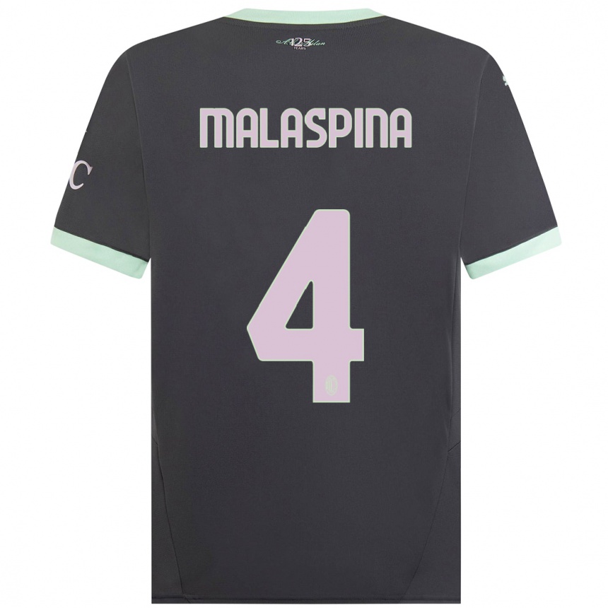 Hombre Fútbol Camiseta Mattia Malaspina #4 Gris Equipación Tercera 2024/25