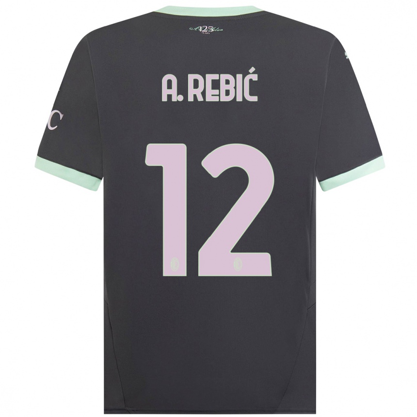 Hombre Fútbol Camiseta Ante Rebic #12 Gris Equipación Tercera 2024/25