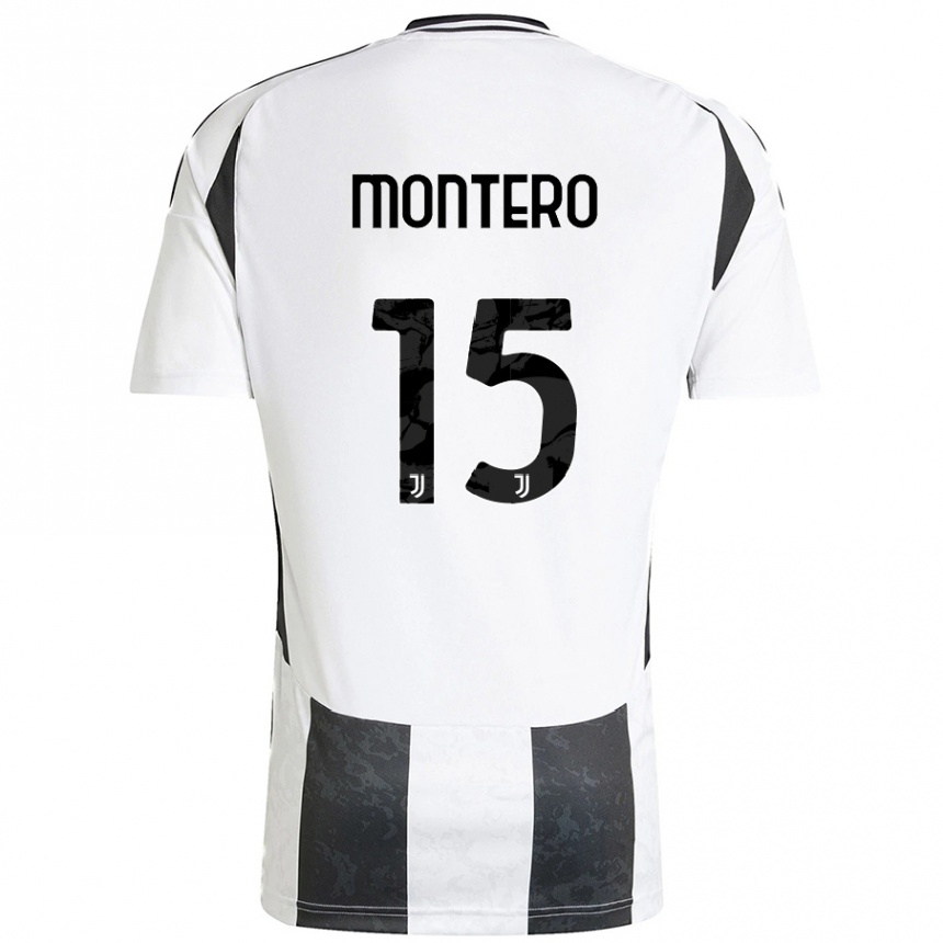 Mujer Fútbol Camiseta Alfonso Montero #15 Blanco Negro 1ª Equipación 2024/25