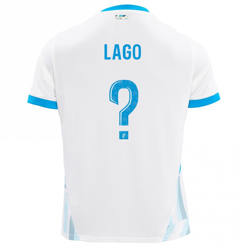 Mujer Fútbol Camiseta Ange Lago #0 Blanco Azul Cielo 1ª Equipación 2024/25