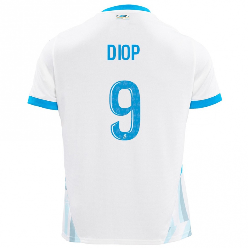 Mujer Fútbol Camiseta Mama Diop #9 Blanco Azul Cielo 1ª Equipación 2024/25