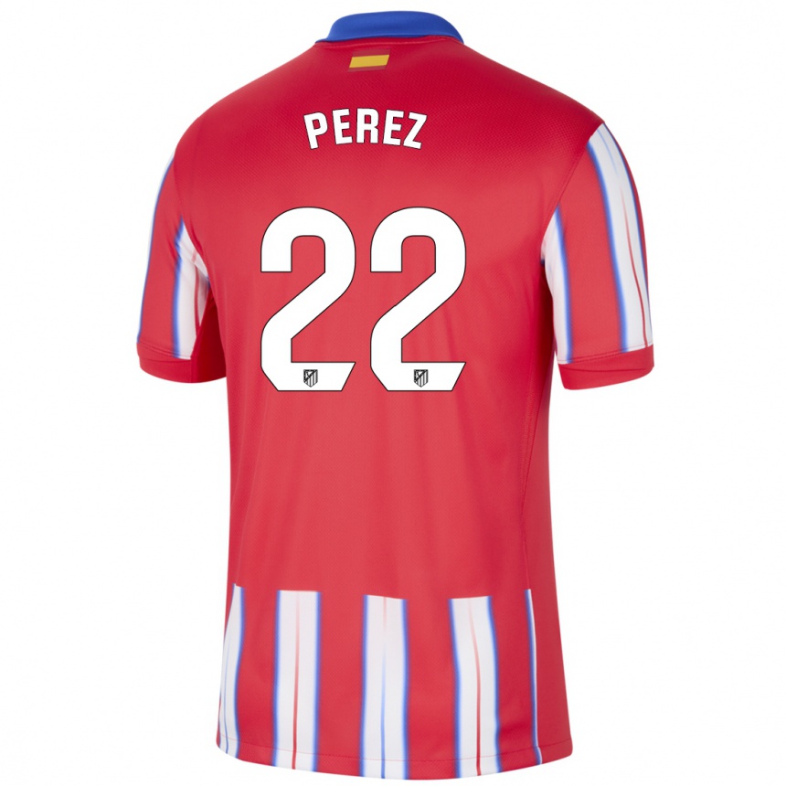 Mujer Fútbol Camiseta Pablo Pérez #22 Rojo Blanco Azul 1ª Equipación 2024/25