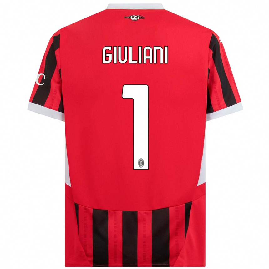 Mujer Fútbol Camiseta Laura Giuliani #1 Rojo Negro 1ª Equipación 2024/25