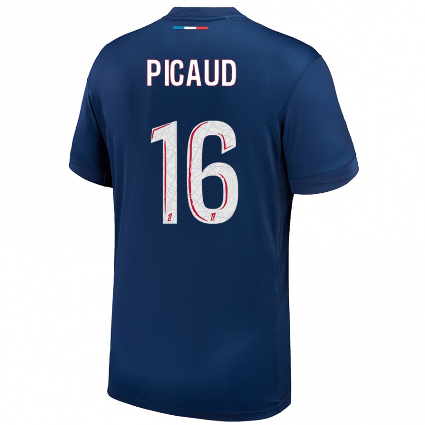 Mujer Fútbol Camiseta Constance Picaud #16 Azul Marino Blanco 1ª Equipación 2024/25