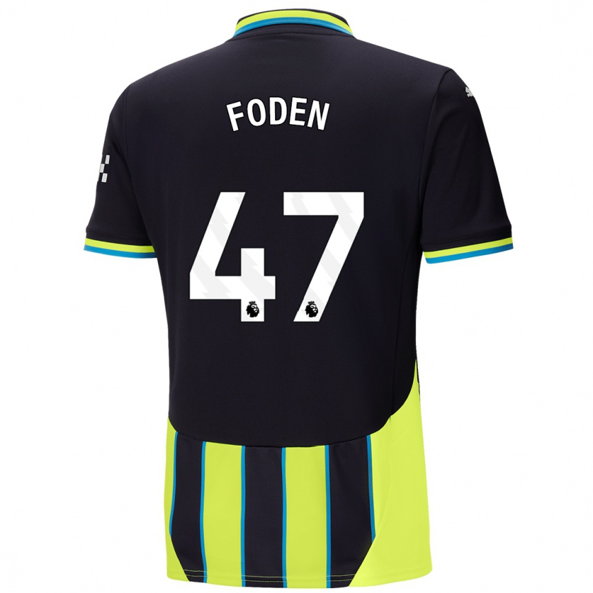 Mujer Fútbol Camiseta Phil Foden #47 Azul Amarillo 2ª Equipación 2024/25