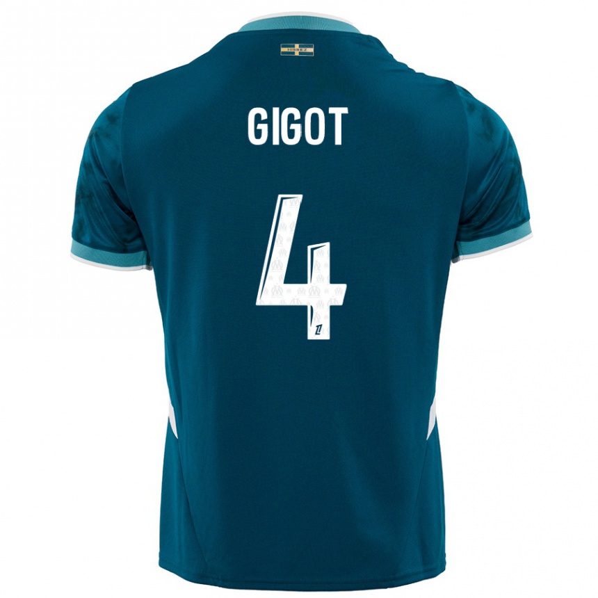 Mujer Fútbol Camiseta Samuel Gigot #4 Azul Turquesa 2ª Equipación 2024/25