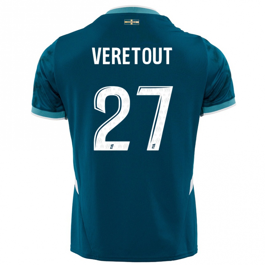 Mujer Fútbol Camiseta Jordan Veretout #27 Azul Turquesa 2ª Equipación 2024/25