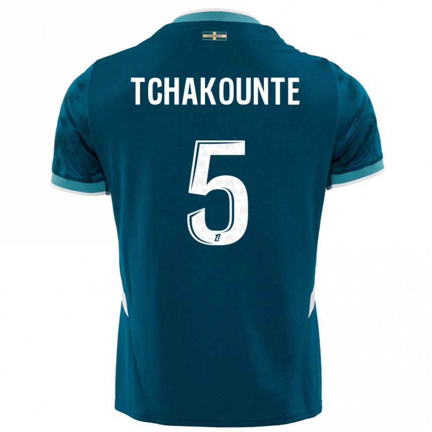 Mujer Fútbol Camiseta Annaëlle Tchakounté #5 Azul Turquesa 2ª Equipación 2024/25