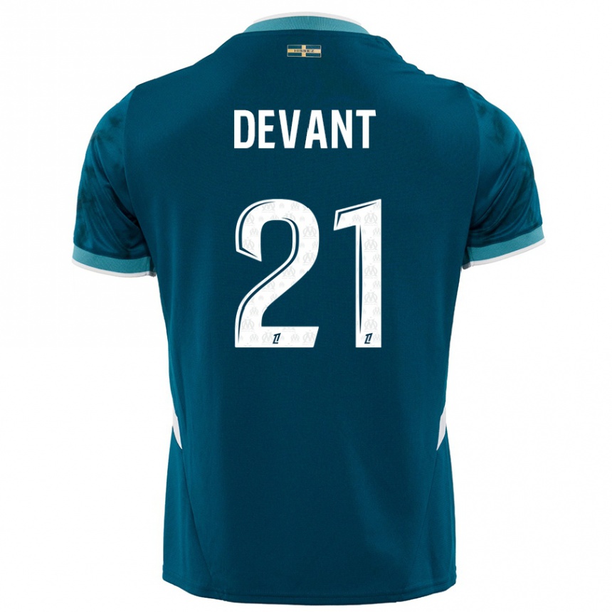 Mujer Fútbol Camiseta Caroline Devant #21 Azul Turquesa 2ª Equipación 2024/25