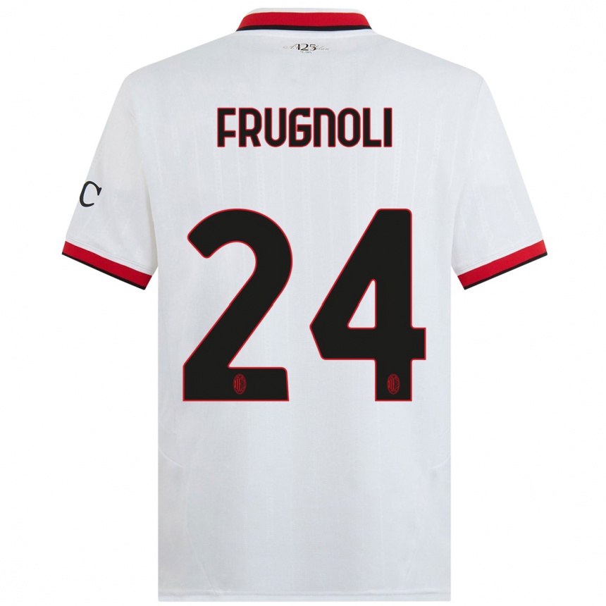 Mujer Fútbol Camiseta Leonardo Frugnoli #24 Blanco Negro Rojo 2ª Equipación 2024/25