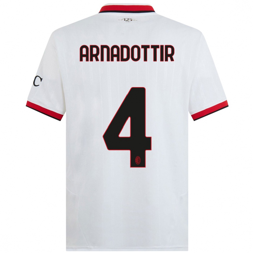 Mujer Fútbol Camiseta Guony Arnadottir #4 Blanco Negro Rojo 2ª Equipación 2024/25