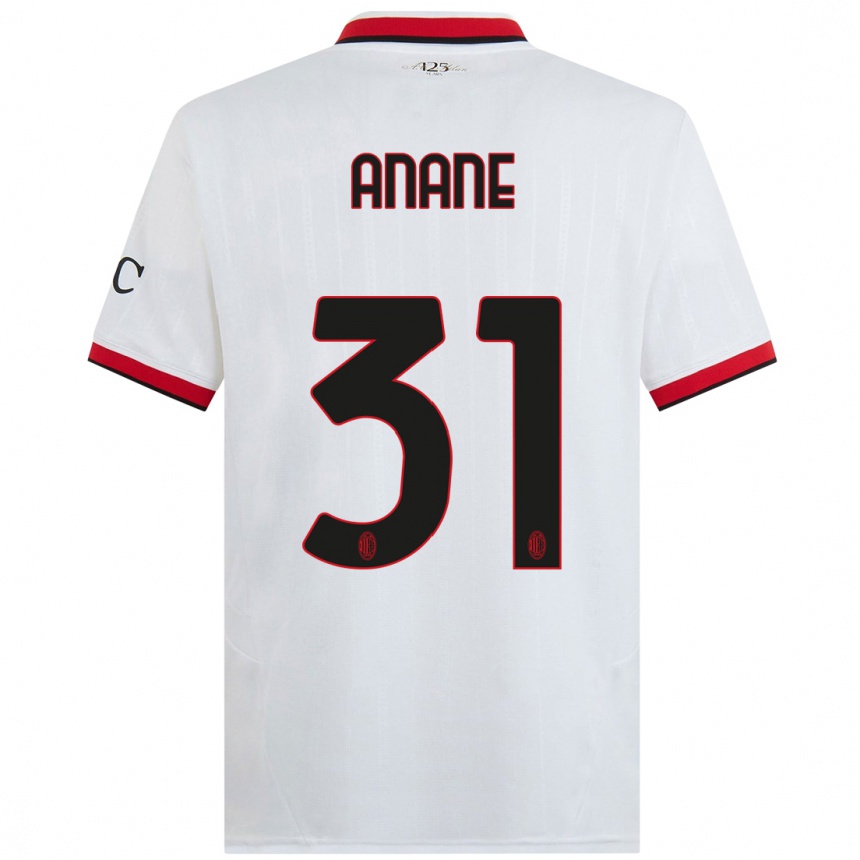 Mujer Fútbol Camiseta Emmanuel Anane #31 Blanco Negro Rojo 2ª Equipación 2024/25