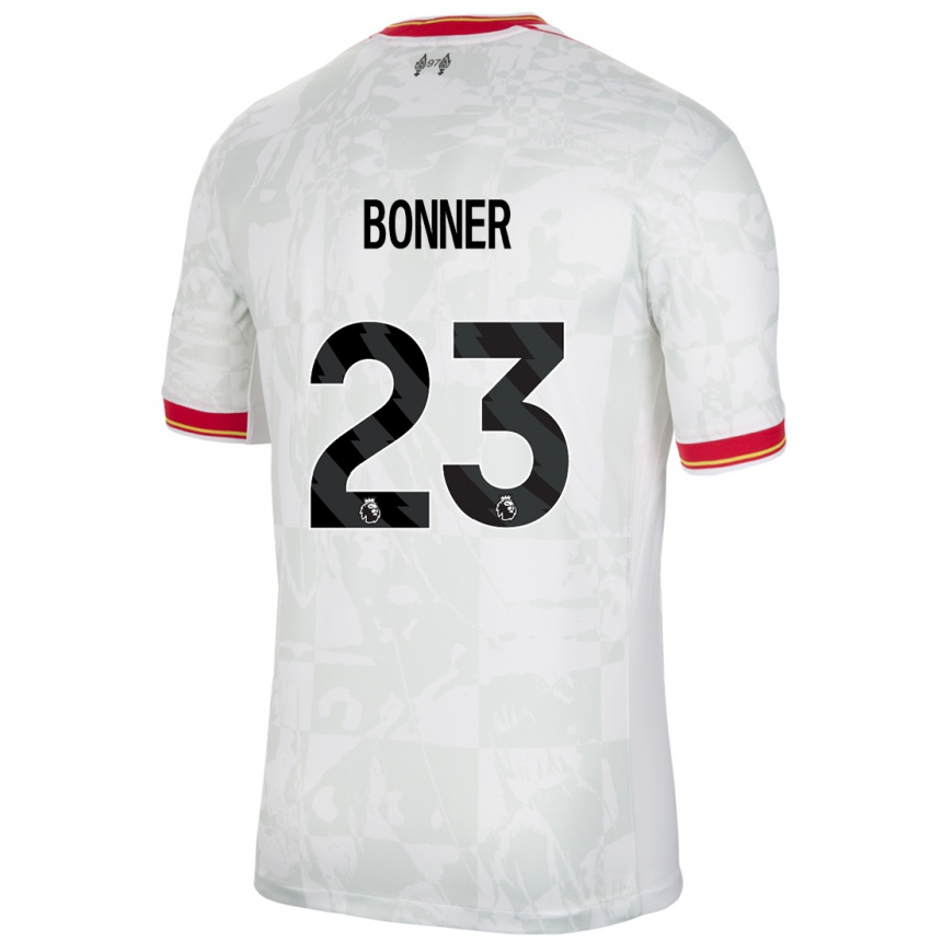 Mujer Fútbol Camiseta Gemma Bonner #23 Blanco Rojo Negro Equipación Tercera 2024/25