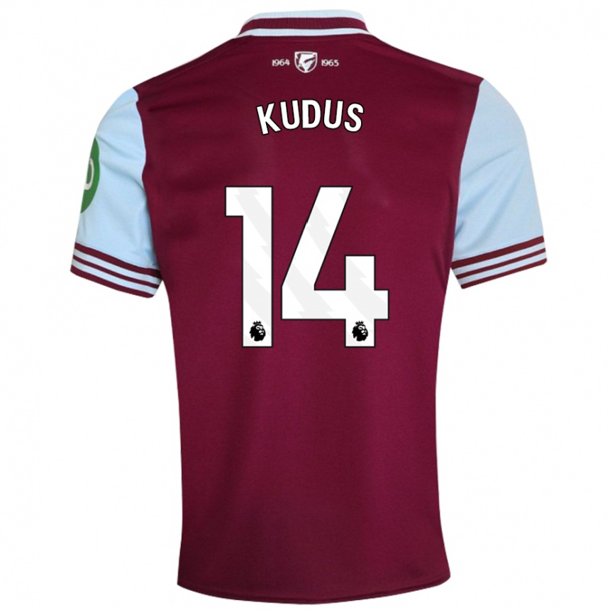 Niño Fútbol Camiseta Mohammed Kudus #14 Rojo Oscuro 1ª Equipación 2024/25