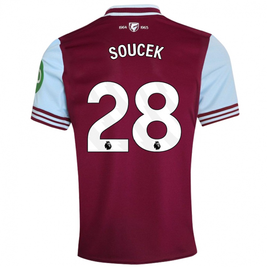 Niño Fútbol Camiseta Tomas Soucek #28 Rojo Oscuro 1ª Equipación 2024/25