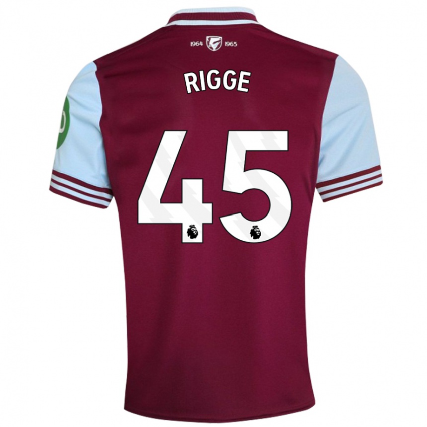 Niño Fútbol Camiseta Daniel Rigge #45 Rojo Oscuro 1ª Equipación 2024/25