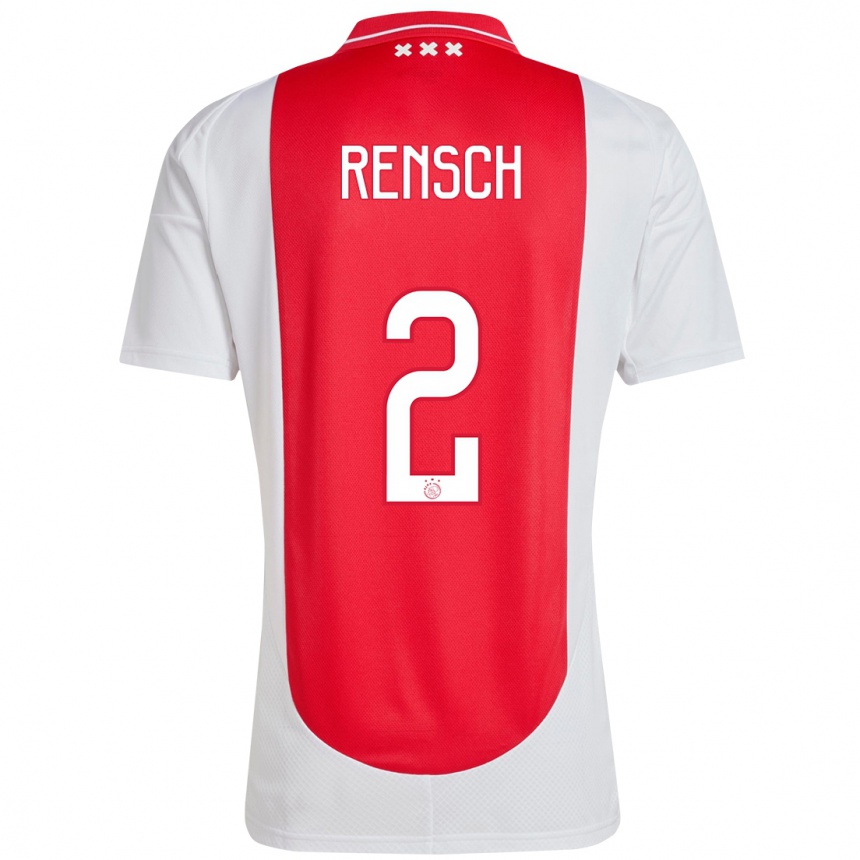 Niño Fútbol Camiseta Devyne Rensch #2 Rojo Blanco 1ª Equipación 2024/25