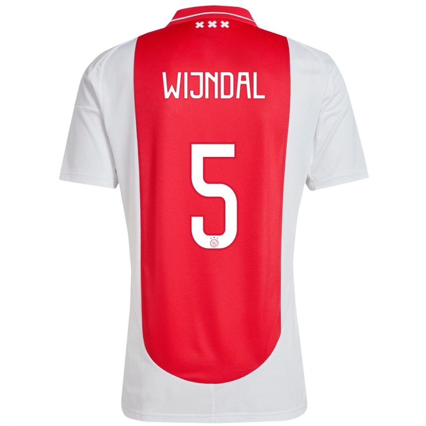 Niño Fútbol Camiseta Owen Wijndal #5 Rojo Blanco 1ª Equipación 2024/25