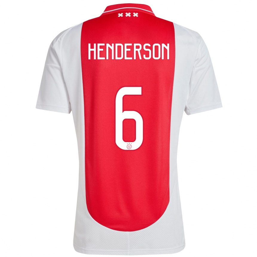 Niño Fútbol Camiseta Jordan Henderson #6 Rojo Blanco 1ª Equipación 2024/25