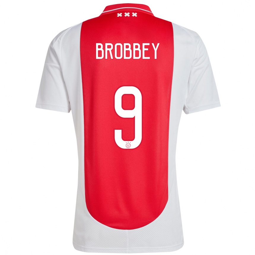 Niño Fútbol Camiseta Brian Brobbey #9 Rojo Blanco 1ª Equipación 2024/25