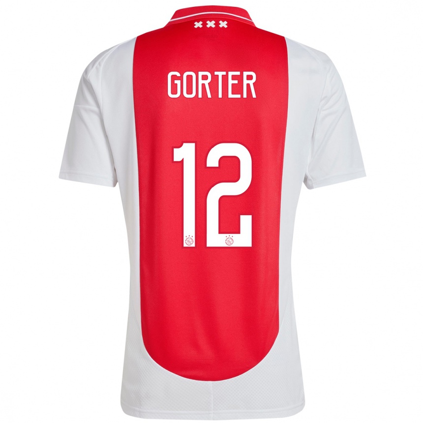 Niño Fútbol Camiseta Jay Gorter #12 Rojo Blanco 1ª Equipación 2024/25