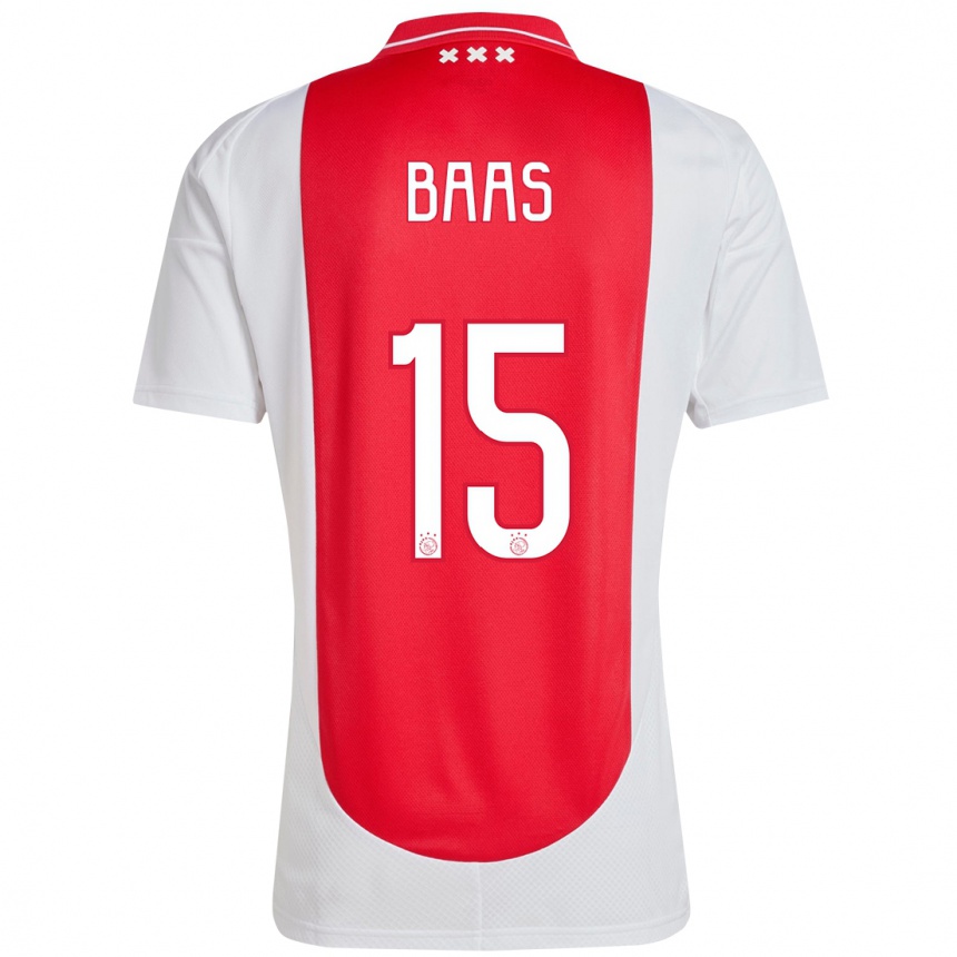 Niño Fútbol Camiseta Youri Baas #15 Rojo Blanco 1ª Equipación 2024/25