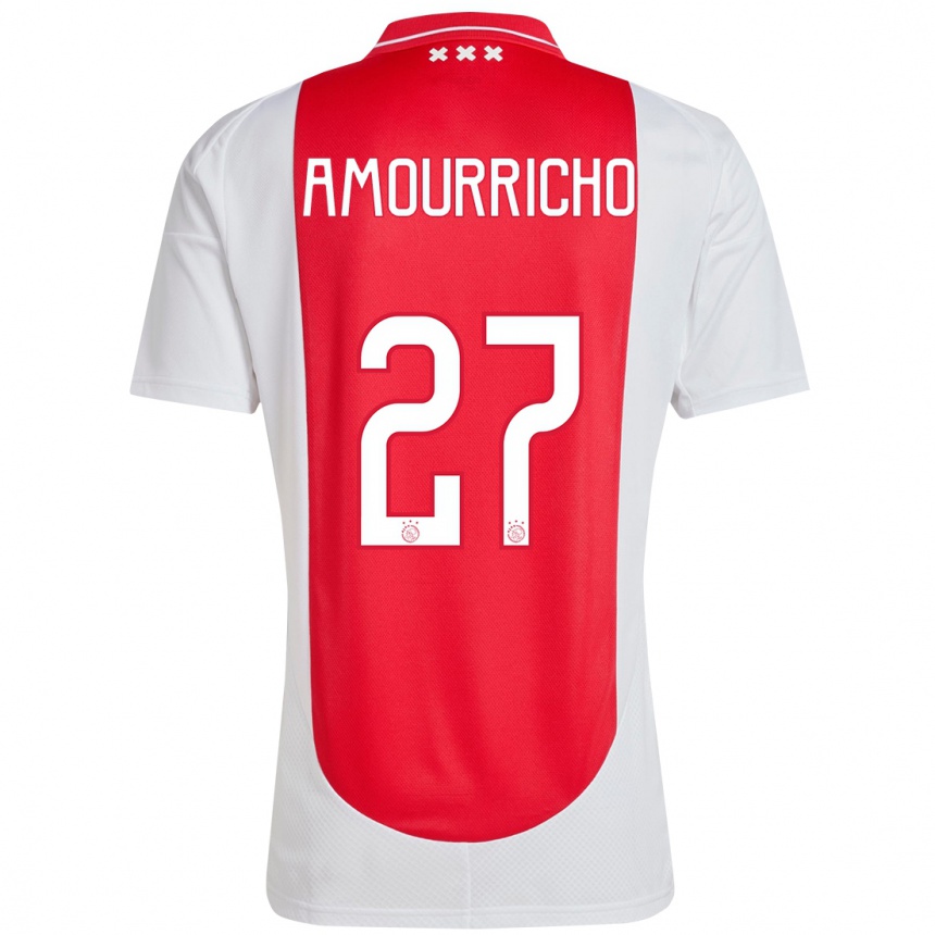 Niño Fútbol Camiseta Amourricho Van Axel Dongen #27 Rojo Blanco 1ª Equipación 2024/25