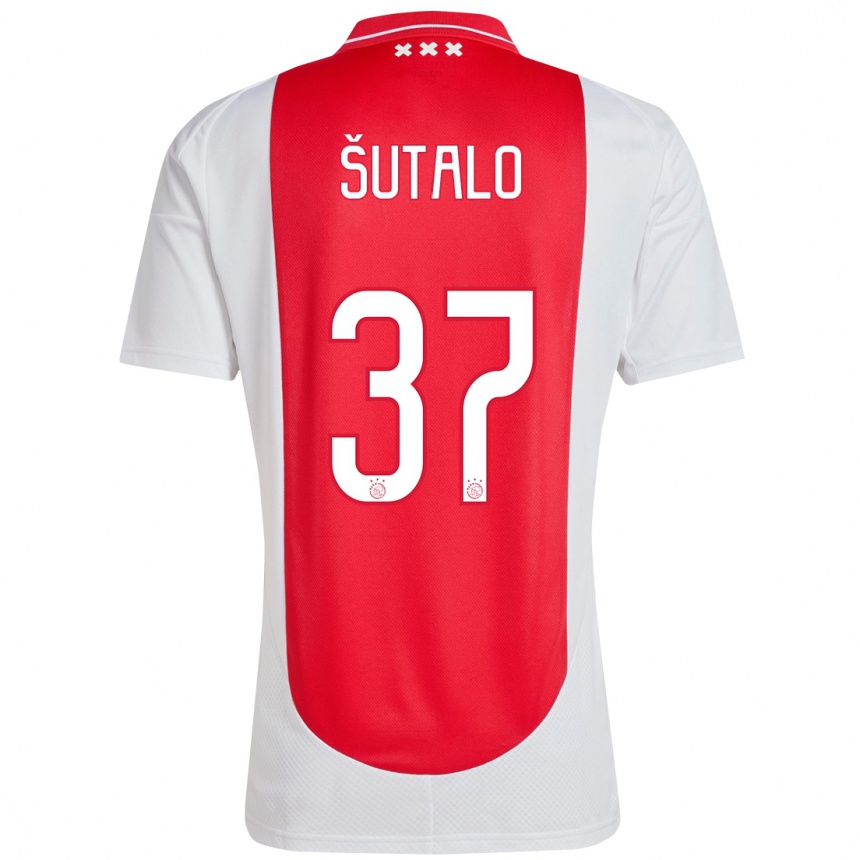 Niño Fútbol Camiseta Josip Sutalo #37 Rojo Blanco 1ª Equipación 2024/25