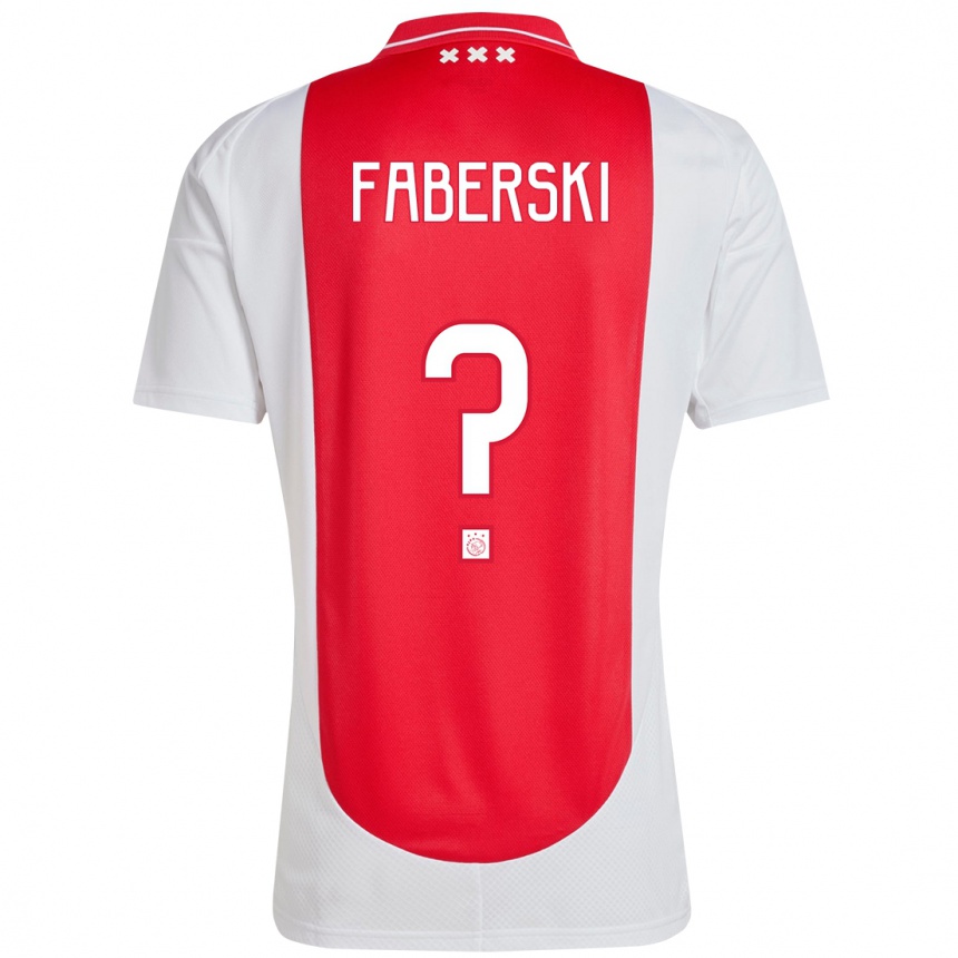 Niño Fútbol Camiseta Jan Faberski #0 Rojo Blanco 1ª Equipación 2024/25