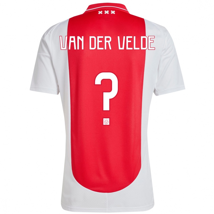 Niño Fútbol Camiseta Valentijn Van Der Velde #0 Rojo Blanco 1ª Equipación 2024/25