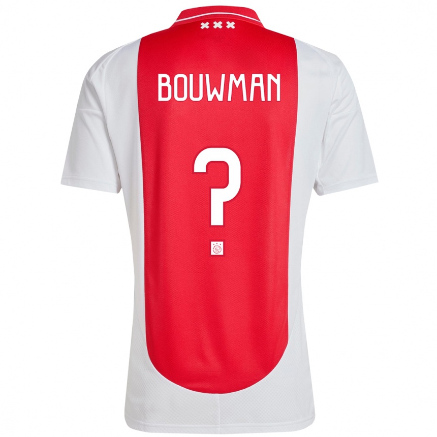 Niño Fútbol Camiseta Aaron Bouwman #0 Rojo Blanco 1ª Equipación 2024/25