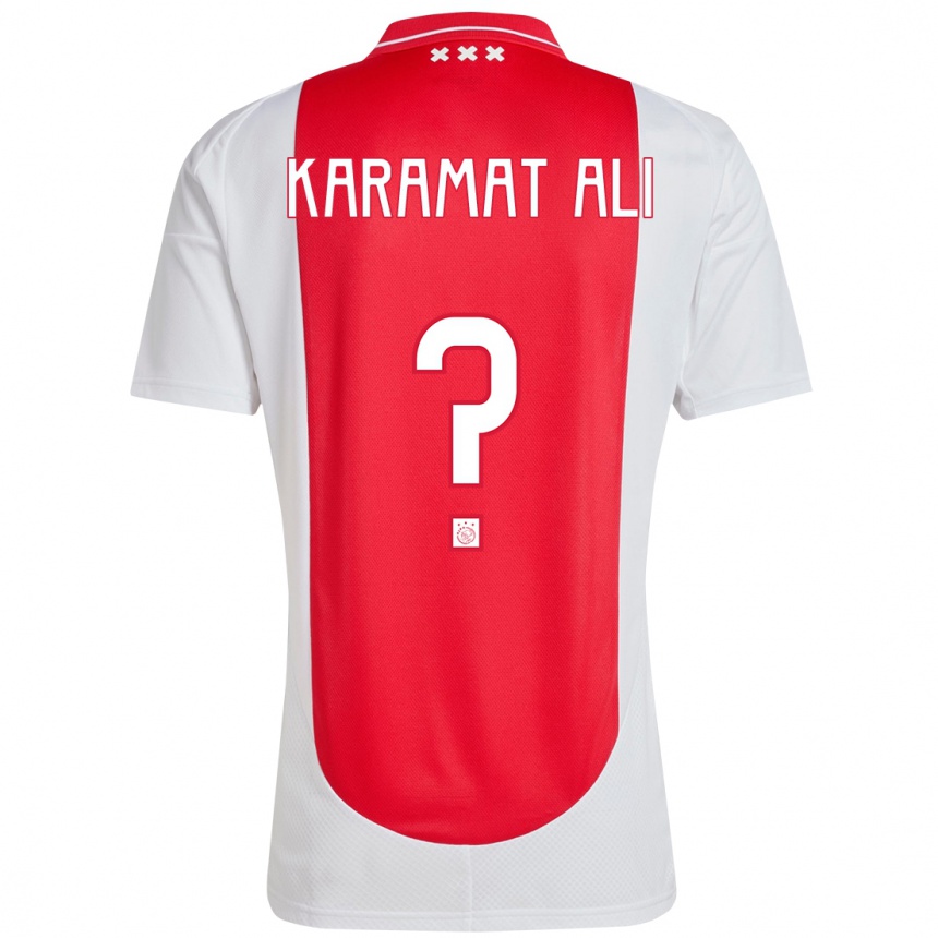 Niño Fútbol Camiseta Yaïr Karamat Ali #0 Rojo Blanco 1ª Equipación 2024/25